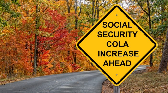 Social,Security,Cola,Increase,Ahead,Caution,Sign,-,Autumn,Background